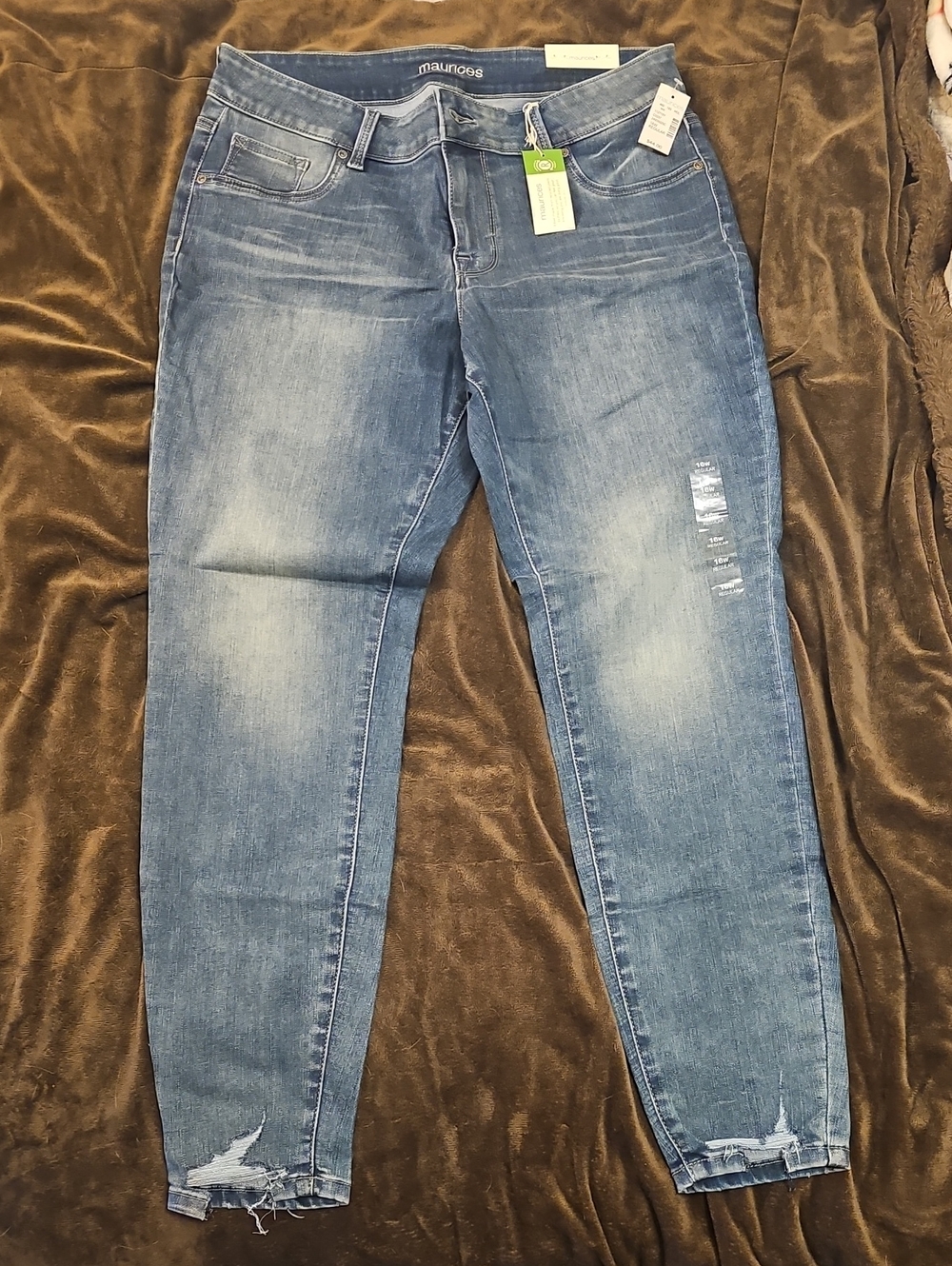 Maurices Women's Light Blue Distressed Skinny Jeans